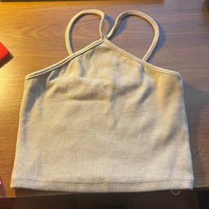 Zara ribbed crop top nude